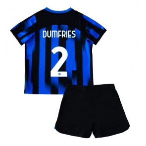 Inter Milan Denzel Dumfries #2 Replika Babytøj Hjemmebanesæt Børn 2023-24 Kortærmet (+ Korte bukser)